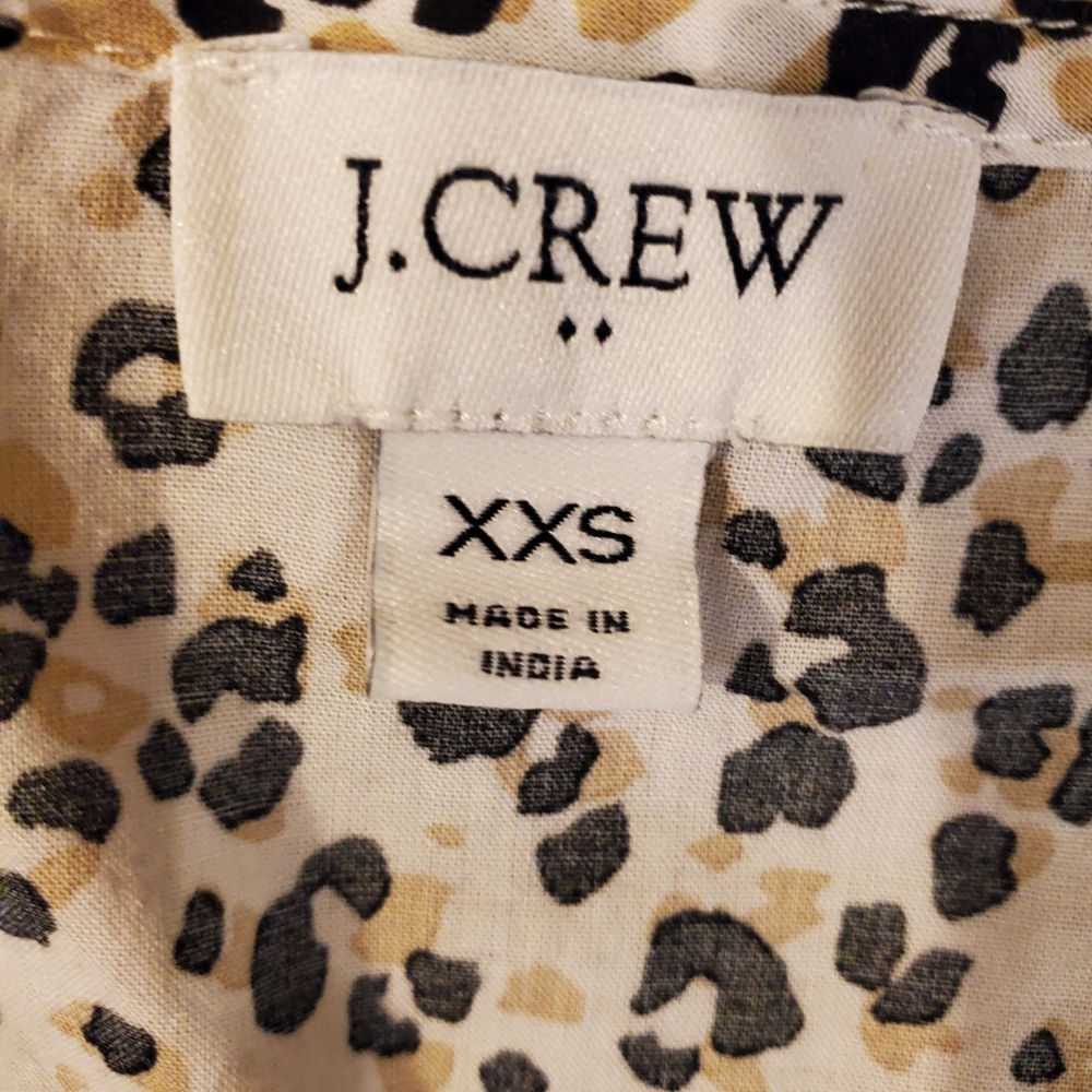 J. Crew v-neck ruffle  animal black/tan print Size XXS - Picture 3 of 11